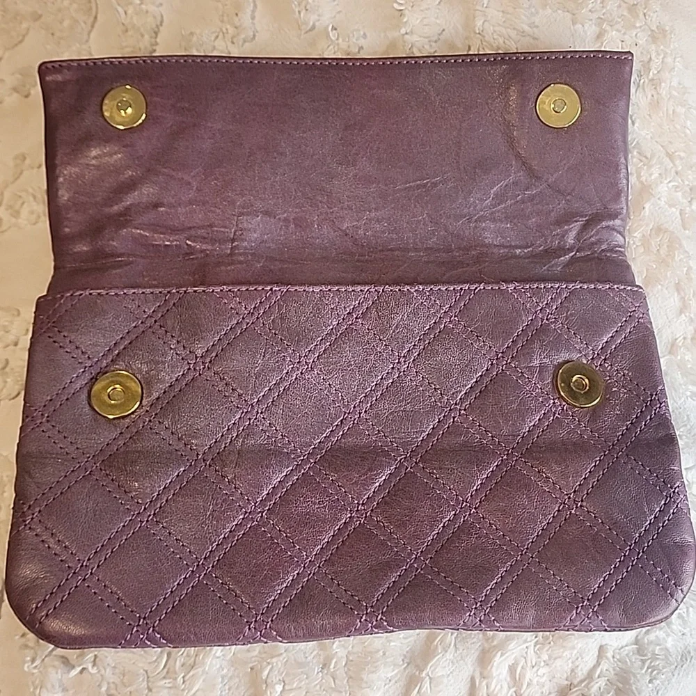 Marc Jacobs Purple Quilted Fold Over Clutch 7 X 12 Approx - Picture 2 of 5
